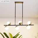 GobekUsa Postmodern 6-Light Black Island Ceiling Light with Opal Glass Shades