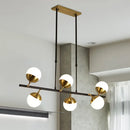 GobekUsa Postmodern 6-Light Black Island Ceiling Light with Opal Glass Shades