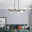 GobekUsa Postmodern 6-Light Black Island Ceiling Light with Opal Glass Shades