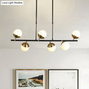 GobekUsa Postmodern 6-Light Black Island Ceiling Light with Opal Glass Shades
