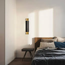 GobekUsa LED Wall Mount Sconce - Pipe Shaped Postmodern Metal Bedside Lighting in Black and Gold