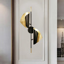 GobekUsa Ribbed Curved Sheet Sconce - Postmodern 2 Heads Wall Mount Lighting for Stair - Black & Gold