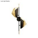 GobekUsa Ribbed Curved Sheet Sconce - Postmodern 2 Heads Wall Mount Lighting for Stair - Black & Gold