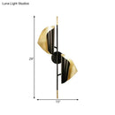 GobekUsa Ribbed Curved Sheet Sconce - Postmodern 2 Heads Wall Mount Lighting for Stair - Black & Gold