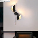 GobekUsa Ribbed Curved Sheet Sconce - Postmodern 2 Heads Wall Mount Lighting for Stair - Black & Gold