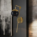 GobekUsa Postmodern Swing Arm Wall Sconce Light with Clear Glass Shade in Black/Gold