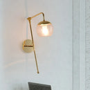 GobekUsa Postmodern Swing Arm Wall Sconce Light with Clear Glass Shade in Black/Gold