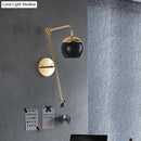 GobekUsa Postmodern Swing Arm Wall Sconce Light with Clear Glass Shade in Black/Gold