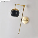 GobekUsa Postmodern Swing Arm Wall Sconce Light with Clear Glass Shade in Black/Gold
