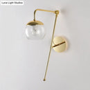 GobekUsa Postmodern Swing Arm Wall Sconce Light with Clear Glass Shade in Black/Gold