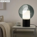 GobekUsa Black LED Table Lamp with Marble Base and Smoked Globe Glass Shade - Postmodern Nightstand Light