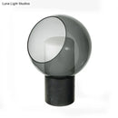 GobekUsa Black LED Table Lamp with Marble Base and Smoked Globe Glass Shade - Postmodern Nightstand Light