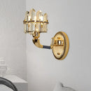 GobekUsa Arched Wall Mount Lamp: Postmodern Crystal Panel Bedside Lighting (Blue/Gold)
