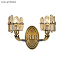 GobekUsa Arched Wall Mount Lamp: Postmodern Crystal Panel Bedside Lighting (Blue/Gold)