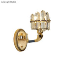 GobekUsa Arched Wall Mount Lamp: Postmodern Crystal Panel Bedside Lighting (Blue/Gold)