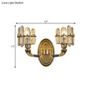 GobekUsa Arched Wall Mount Lamp: Postmodern Crystal Panel Bedside Lighting (Blue/Gold)