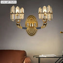 GobekUsa Arched Wall Mount Lamp: Postmodern Crystal Panel Bedside Lighting (Blue/Gold)