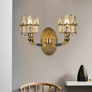 GobekUsa Arched Wall Mount Lamp: Postmodern Crystal Panel Bedside Lighting (Blue/Gold)