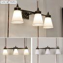 GobekUsa Hand-Blown Cream Glass Bath Wall Sconce Light - Postmodern Tapered Vanity Lighting