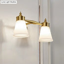 GobekUsa Hand-Blown Cream Glass Bath Wall Sconce Light - Postmodern Tapered Vanity Lighting