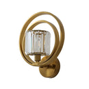 GobekUsa Postmodern Crystal Drum Wall Mount Sconce Light with Brass Orb Frame