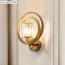 GobekUsa Postmodern Crystal Drum Wall Mount Sconce Light with Brass Orb Frame