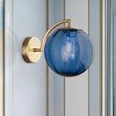 GobekUsa Postmodern Brass Ball Sconce Lamp - Red/Blue/Amber Glass, Single Light Wall Fixture