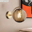 GobekUsa Postmodern Brass Ball Sconce Lamp - Red/Blue/Amber Glass, Single Light Wall Fixture