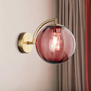 GobekUsa Postmodern Brass Ball Sconce Lamp - Red/Blue/Amber Glass, Single Light Wall Fixture
