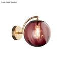GobekUsa Postmodern Brass Ball Sconce Lamp - Red/Blue/Amber Glass, Single Light Wall Fixture