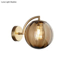 GobekUsa Postmodern Brass Ball Sconce Lamp - Red/Blue/Amber Glass, Single Light Wall Fixture