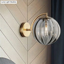 GobekUsa Postmodern Brass Ball Sconce Lamp - Red/Blue/Amber Glass, Single Light Wall Fixture