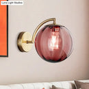 GobekUsa Postmodern Brass Ball Sconce Lamp - Red/Blue/Amber Glass, Single Light Wall Fixture