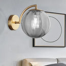 GobekUsa Postmodern Brass Ball Sconce Lamp - Red/Blue/Amber Glass, Single Light Wall Fixture