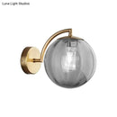 GobekUsa Postmodern Brass Ball Sconce Lamp - Red/Blue/Amber Glass, Single Light Wall Fixture