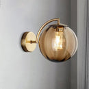 GobekUsa Postmodern Brass Ball Sconce Lamp - Red/Blue/Amber Glass, Single Light Wall Fixture