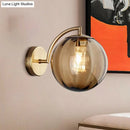 GobekUsa Postmodern Brass Ball Sconce Lamp - Red/Blue/Amber Glass, Single Light Wall Fixture