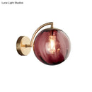 GobekUsa Postmodern Brass Ball Sconce Lamp - Red/Blue/Amber Glass, Single Light Wall Fixture