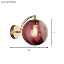 GobekUsa Postmodern Brass Ball Sconce Lamp - Red/Blue/Amber Glass, Single Light Wall Fixture