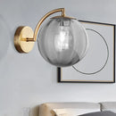 GobekUsa Postmodern Brass Ball Sconce Lamp - Red/Blue/Amber Glass, Single Light Wall Fixture
