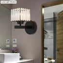 GobekUsa Postmodern Crystal Block Wall Sconce with Brass/Black Backplate for Bedroom
