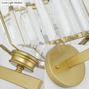 GobekUsa Postmodern Crystal Block Wall Sconce with Brass/Black Backplate for Bedroom