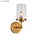 GobekUsa Postmodern 1-Head Brass Cylinder Wall Lighting with Clear Ribbed Glass Mount