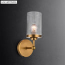 GobekUsa Postmodern 1-Head Brass Cylinder Wall Lighting with Clear Ribbed Glass Mount