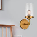 GobekUsa Postmodern 1-Head Brass Cylinder Wall Lighting with Clear Ribbed Glass Mount