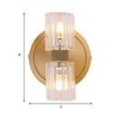 GobekUsa Prismatic Crystal Cylinder Wall Sconce Light - Postmodern 2 Lights Brass Up and Down Mount