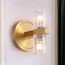 GobekUsa Prismatic Crystal Cylinder Wall Sconce Light - Postmodern 2 Lights Brass Up and Down Mount