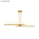 GobekUsa Postmodern Brass Linear Pendant Light with Crystal Accents - 12 Heads - Rectangle Design