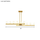GobekUsa Postmodern Brass Linear Pendant Light with Crystal Accents - 12 Heads - Rectangle Design