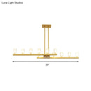 GobekUsa Postmodern Brass Linear Pendant Light with Crystal Accents - 12 Heads - Rectangle Design